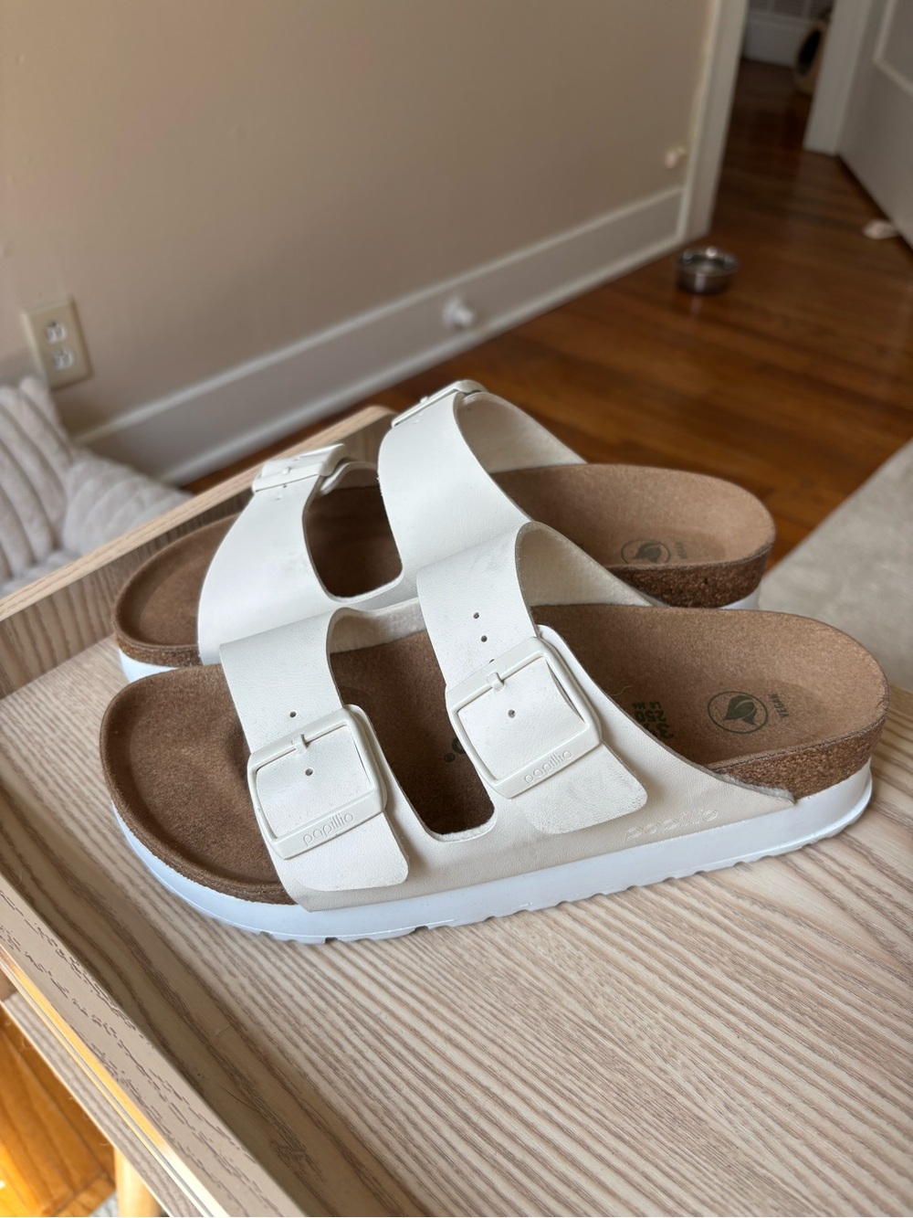 White and Cream Birkenstock Arizona Sandals